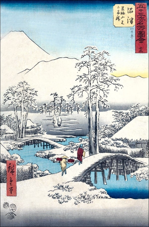 Image of Numazu Fuji in Clear Weather after Snow, from the Ashigara Mountains, Hiroshige Ando - plakat Wymiar do wyboru: 50x70 cm