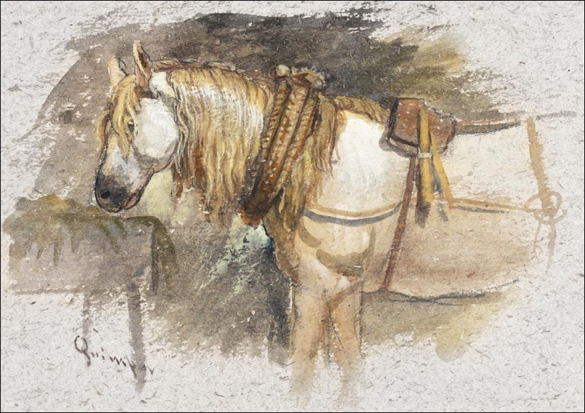 Image of Study of a Horse, Brittany, Samuel Colman - plakat Wymiar do wyboru: 40x30 cm