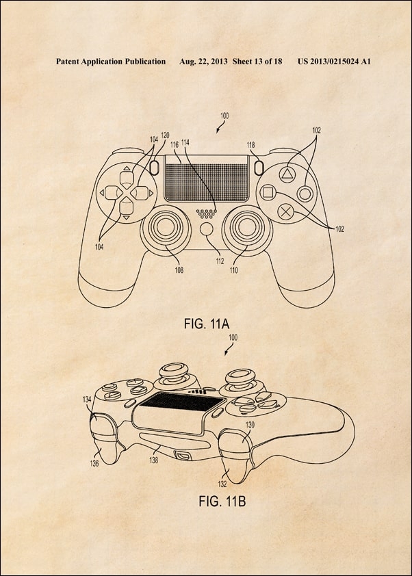 Image of Patent, PlayStation Kontroler Dualshock 2013 sepia - plakat Wymiar do wyboru: 21x29,7 cm