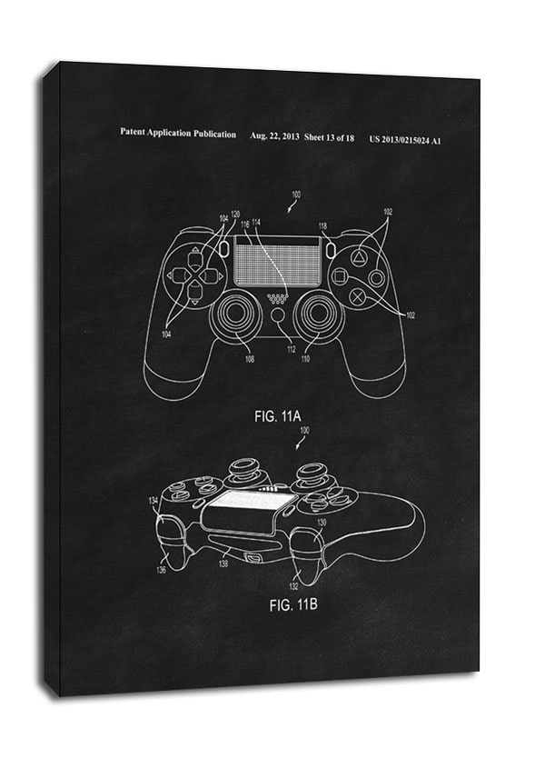 Image of Patent, PlayStation Kontroler Dualshock 2013 Czarny - obraz na płótnie Wymiar do wyboru: 30x40 cm