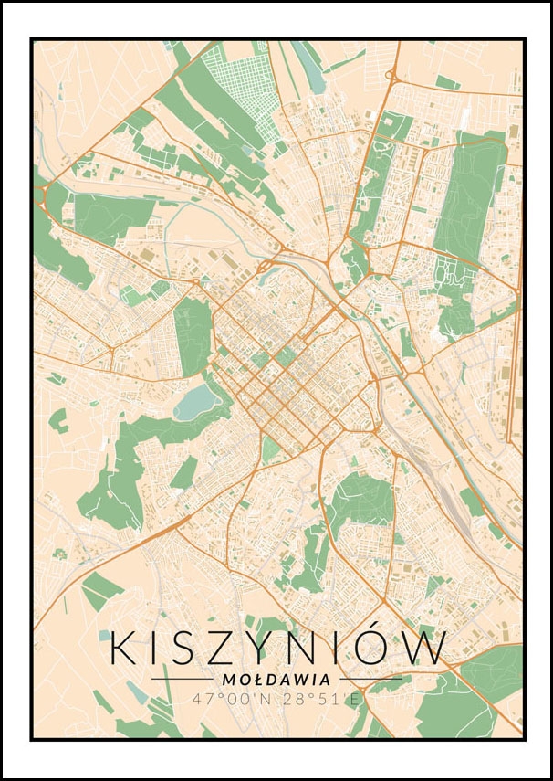 Image of Kiszyniow mapa kolorowa - plakat Wymiar do wyboru: 50x70 cm