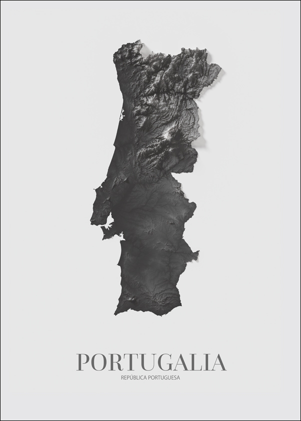 Image of Portugalia, mapa grafitowa - plakat Wymiar do wyboru: 61x91,5 cm