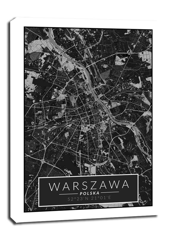 Image of Warszawa mapa dark - obraz na płótnie Wymiar do wyboru: 40x50 cm