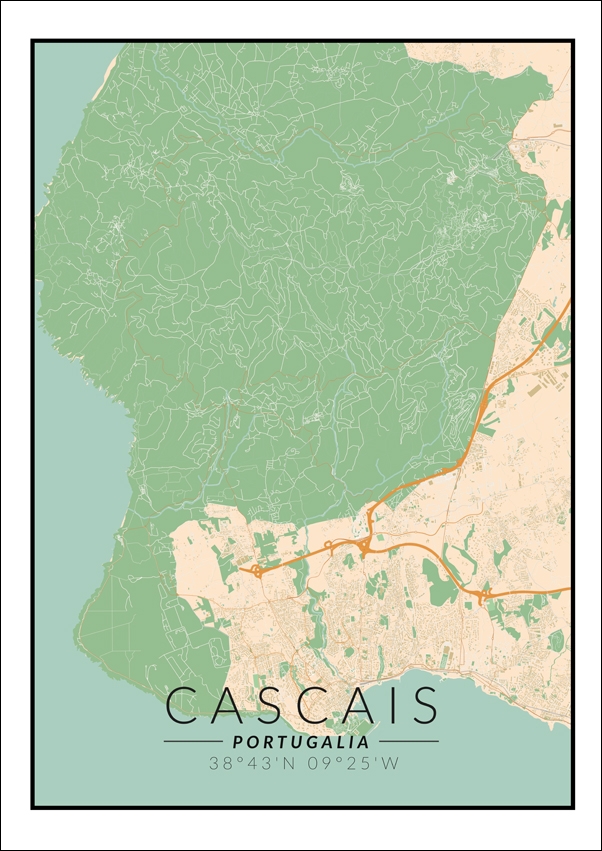 Image of Cascais mapa kolorowa - plakat Wymiar do wyboru: 50x70 cm