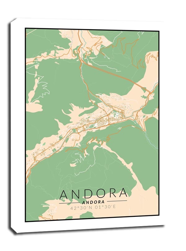 Image of Andora mapa kolorowa - obraz na płótnie Wymiar do wyboru: 60x80 cm