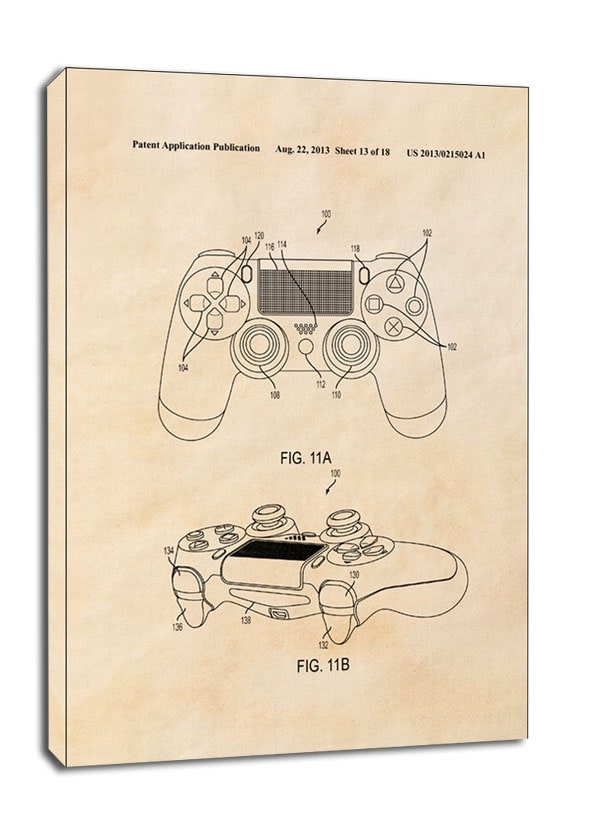 Image of Patent, PlayStation Kontroler Dualshock 2013 sepia - obraz na płótnie Wymiar do wyboru: 30x40 cm