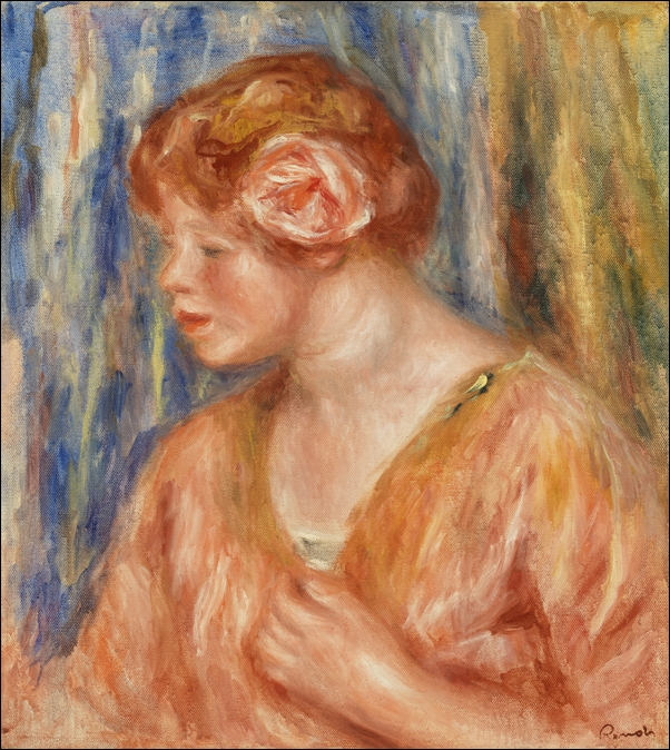 Image of Young Woman with Rose, Auguste Renoir - plakat Wymiar do wyboru: 20x30 cm