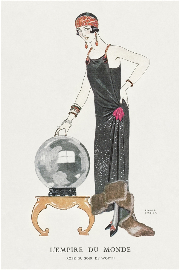 Image of L'Empire du monde: Robe du soir, de Worth from Gazette du Bon Ton., George Barbier - plakat Wymiar do wyboru: 21x29,7 cm