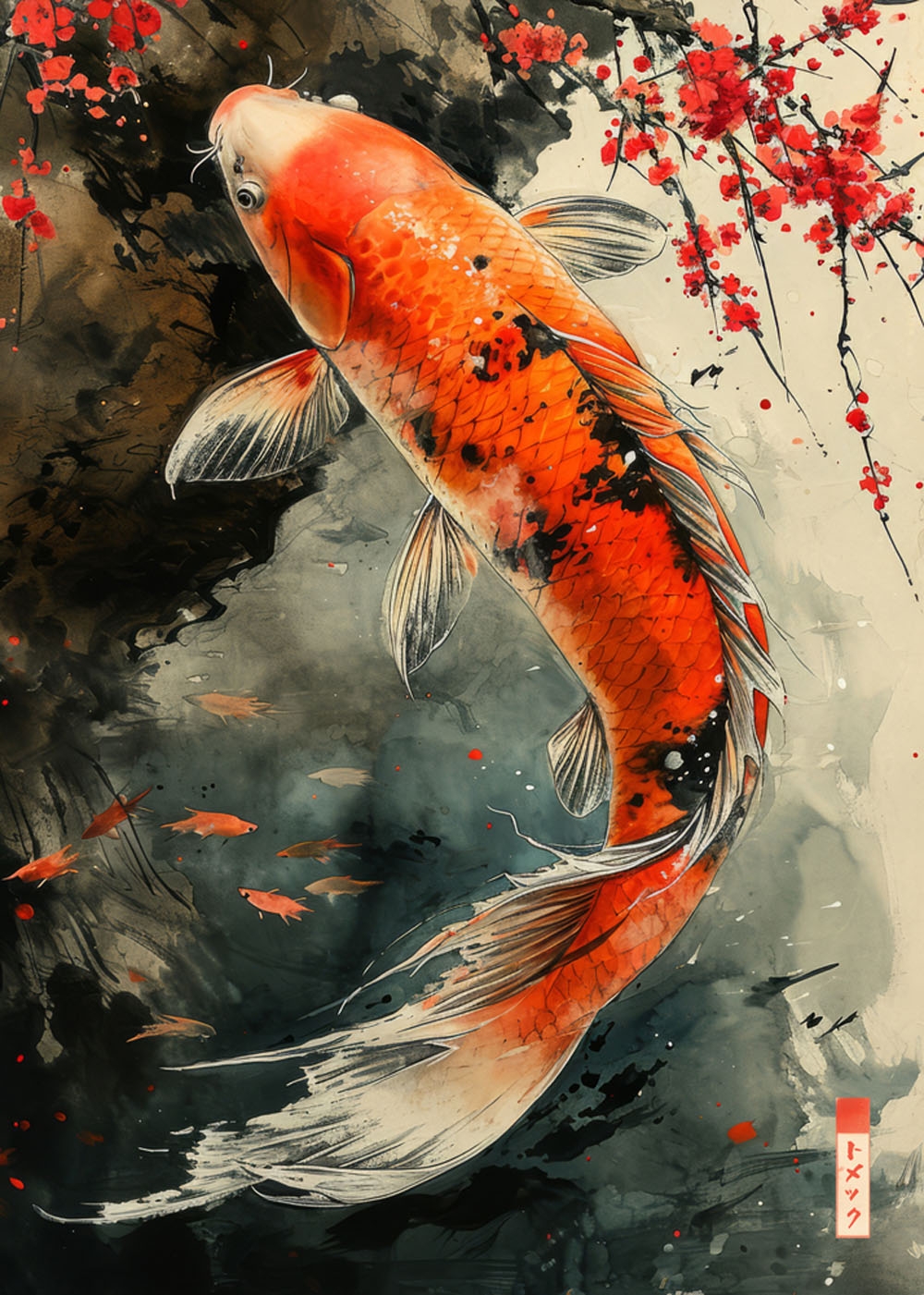 Image of Ryba Koi - plakat Wymiar do wyboru: 21x29,7 cm