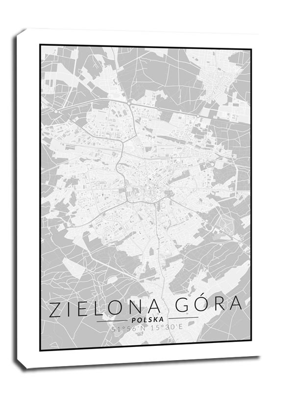 Image of Zielona góra mapa czarno biała - obraz na płótnie Wymiar do wyboru: 60x80 cm