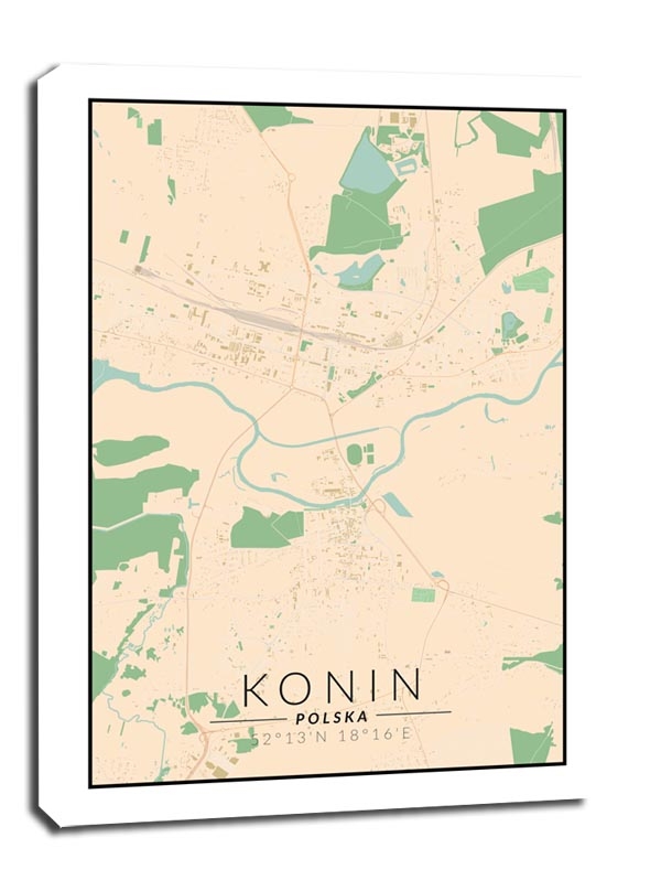 Image of Konin mapa kolorowa - obraz na płótnie Wymiar do wyboru: 30x40 cm