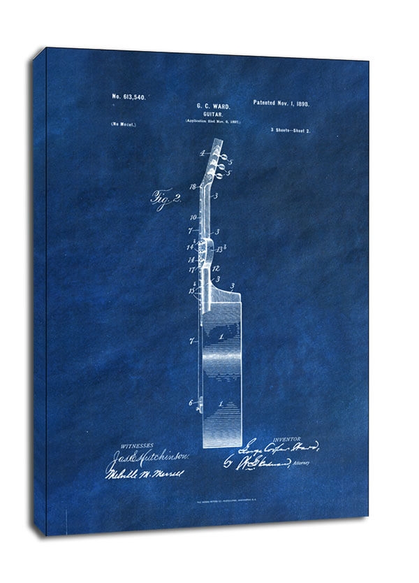 Image of Patent, GC Ward Gitara Projekt z 1898 Niebieski - obraz na płótnie Wymiar do wyboru: 40x50 cm