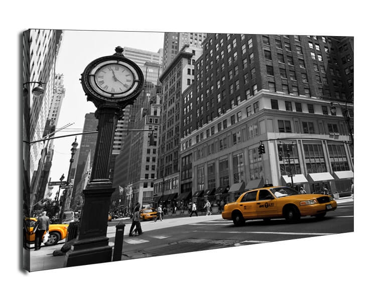 Image of Zegar na Avenue, New York BW - obraz na płótnie Wymiar do wyboru: 40x30 cm