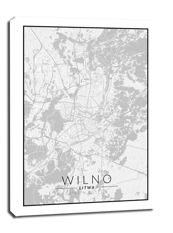Image of Wilno mapa czarno biała - obraz na płótnie Wymiar do wyboru: 50x70 cm