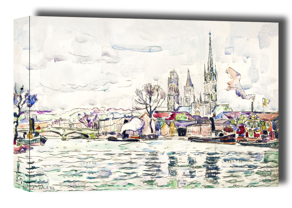 Image of River scene: Rouen, Paul Signac - obraz na płótnie Wymiar do wyboru: 100x70 cm