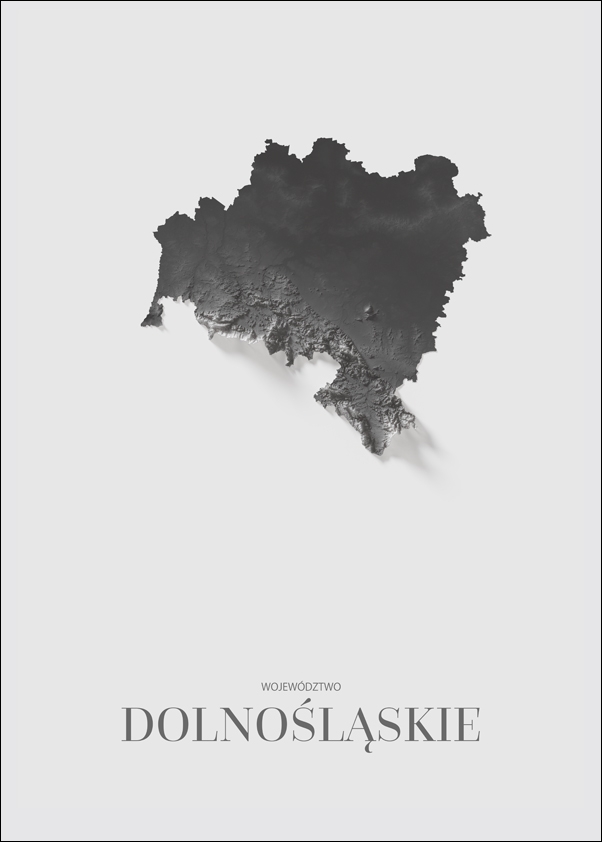 Image of Dolny Śląsk mapa czarno biała - plakat Wymiar do wyboru: 40x50 cm
