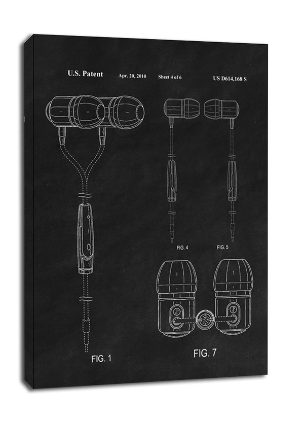 Image of Patent, Sluchawki 2010 Czarne - obraz na płótnie Wymiar do wyboru: 20x30 cm