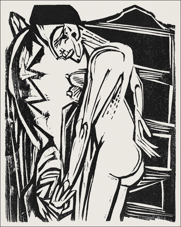 Image of Female Nude Before a Cabinet, Ernst Ludwig Kirchner - plakat Wymiar do wyboru: 21x29,7 cm