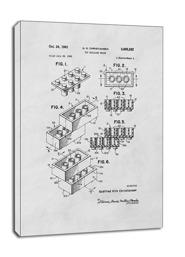 Image of Patent, Lego 1961 - obraz na płótnie Wymiar do wyboru: 40x60 cm