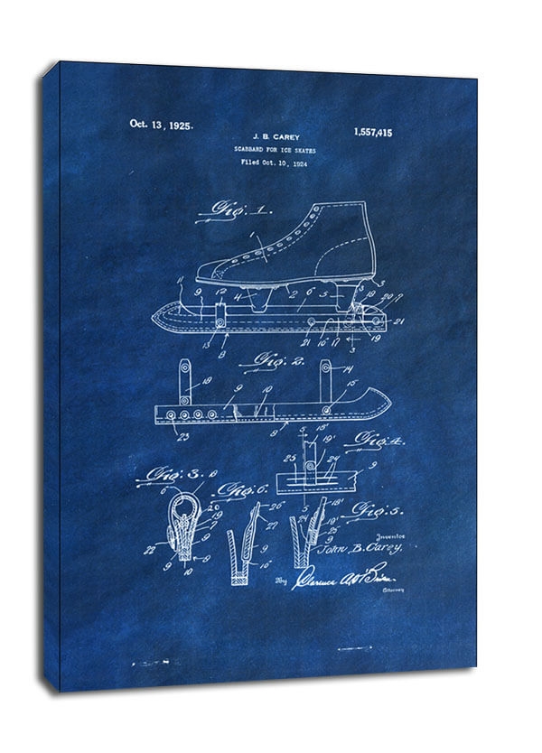 Image of Patent, Łyżwy Projekt z 1925 Niebieskie - obraz na płótnie Wymiar do wyboru: 30x40 cm