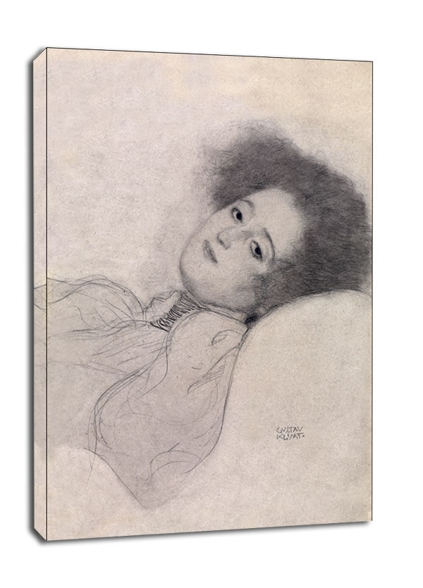 Image of Portrait of a Young Woman Reclining, Gustav Klimt - obraz na płótnie Wymiar do wyboru: 40x50 cm