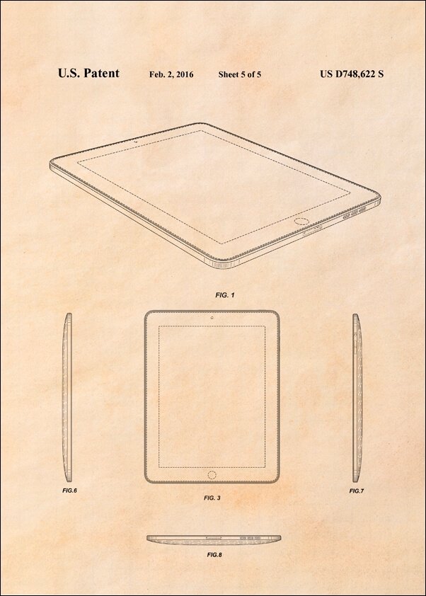 Image of Patent, Ipad 2016 sepia - plakat Wymiar do wyboru: 20x30 cm