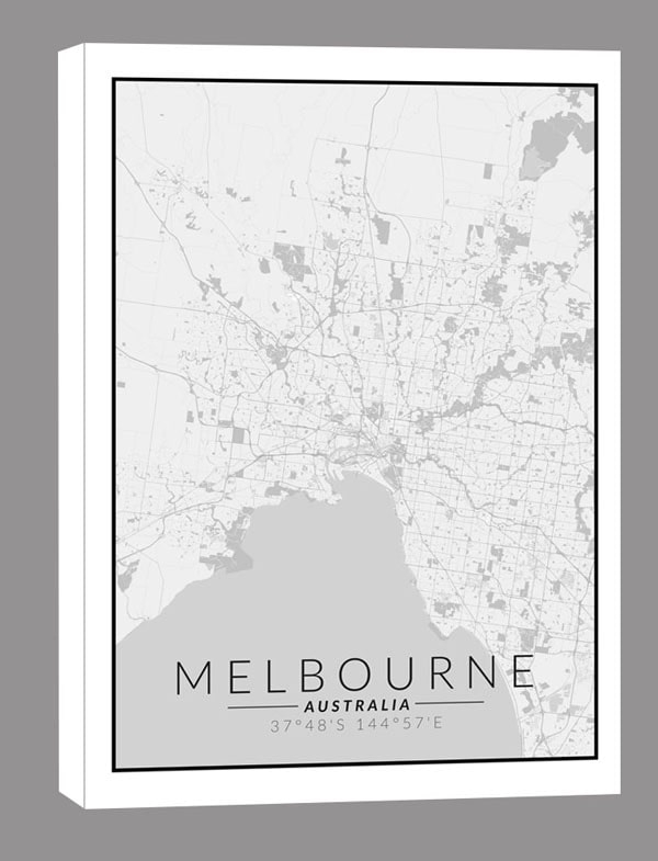 Image of Melbourne mapa czarno biała - obraz na płótnie Wymiar do wyboru: 30x40 cm