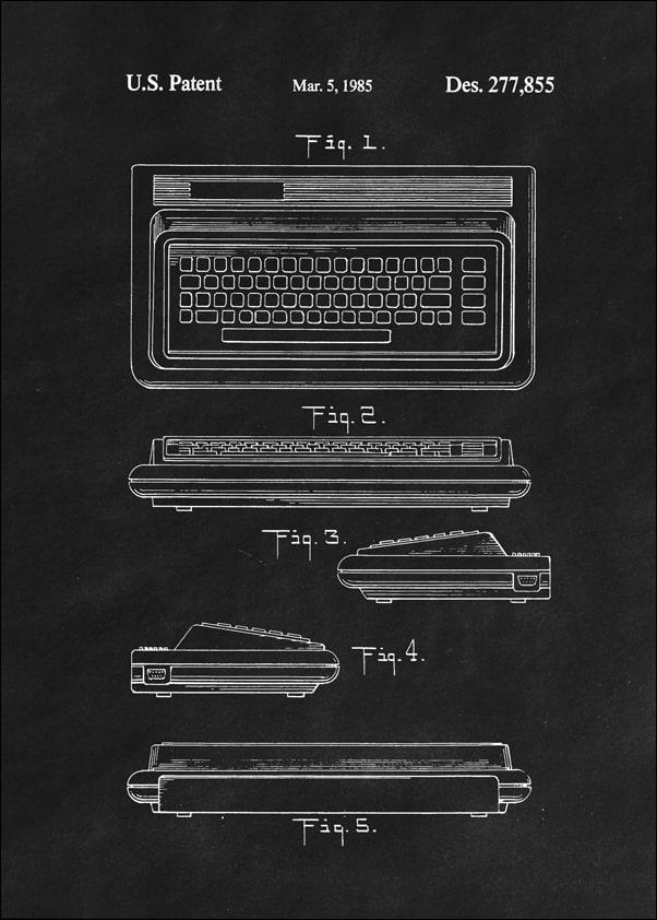 Image of Patent, KOmputer Osobisty 1985 Czarny - plakat Wymiar do wyboru: 29,7x42 cm