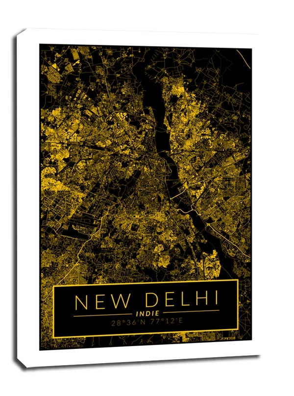 Image of Delhi mapa złota - obraz na płótnie Wymiar do wyboru: 70x100 cm