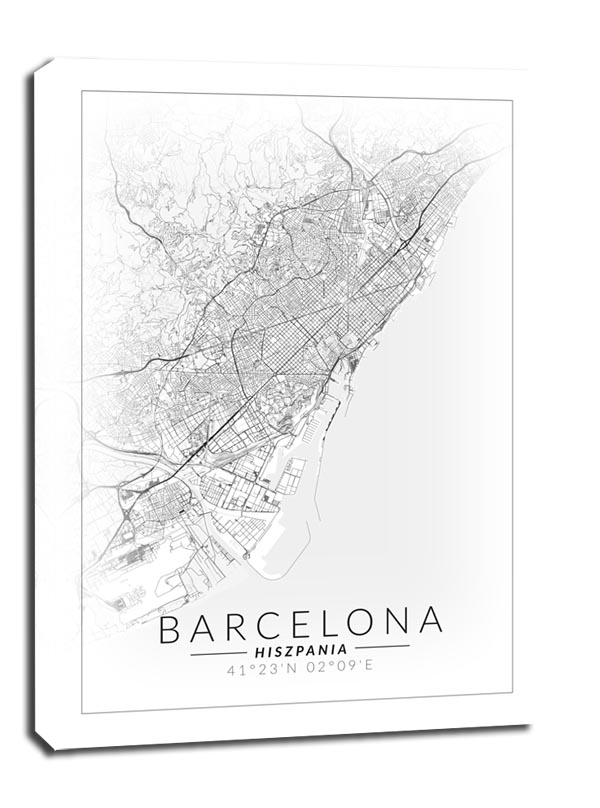 Image of Barcelona mapa invert - obraz na płótnie Wymiar do wyboru: 40x50 cm