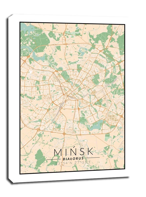 Image of Mińsk mapa kolorowa - obraz na płótnie Wymiar do wyboru: 40x60 cm