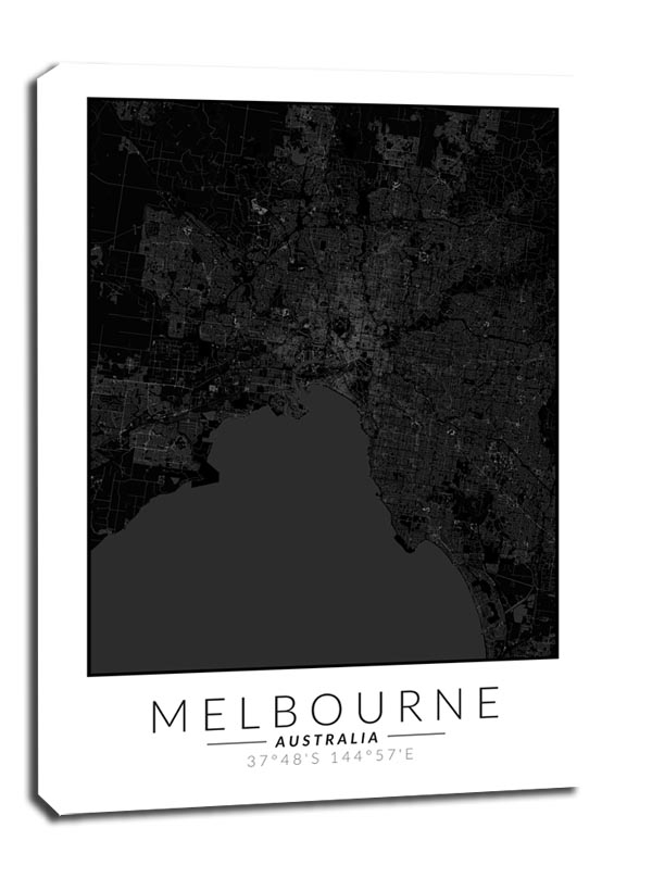 Image of Melbourne mapa czarna - obraz na płótnie Wymiar do wyboru: 90x120 cm