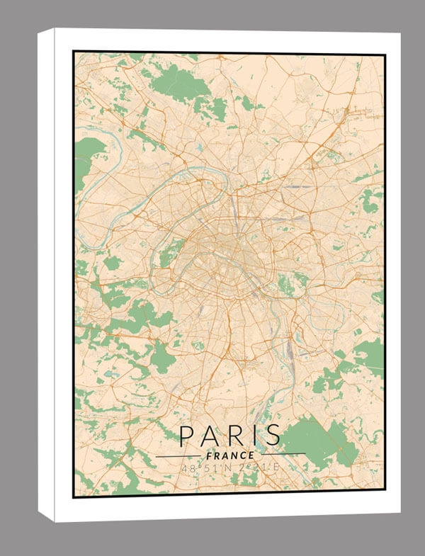 Image of Paris mapa kolorowa - obraz na płótnie Wymiar do wyboru: 30x40 cm