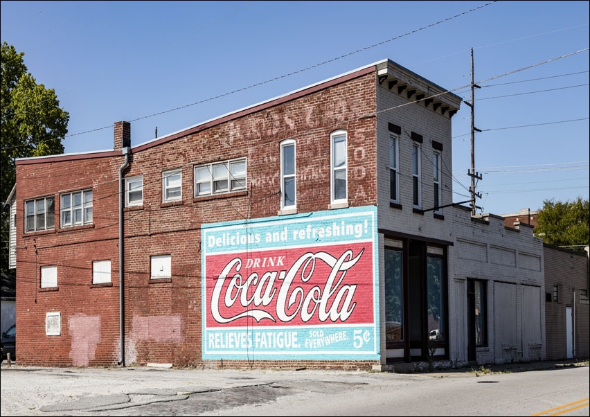 Image of Old Coca-Cola sign on a brick building in Lafayette, Indiana., Carol Highsmith - plakat Wymiar do wyboru: 30x20 cm