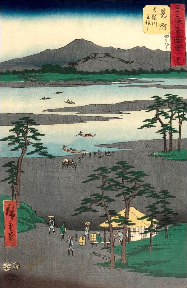 Image of Mitsuke Ferry on the Tenryû River, Hiroshige Ando - plakat Wymiar do wyboru: 59,4x84,1 cm