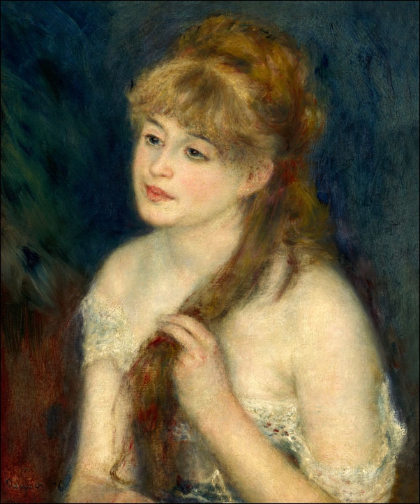 Image of Young Woman Braiding Her Hair, Auguste Renoir - plakat Wymiar do wyboru: 29,7x42 cm