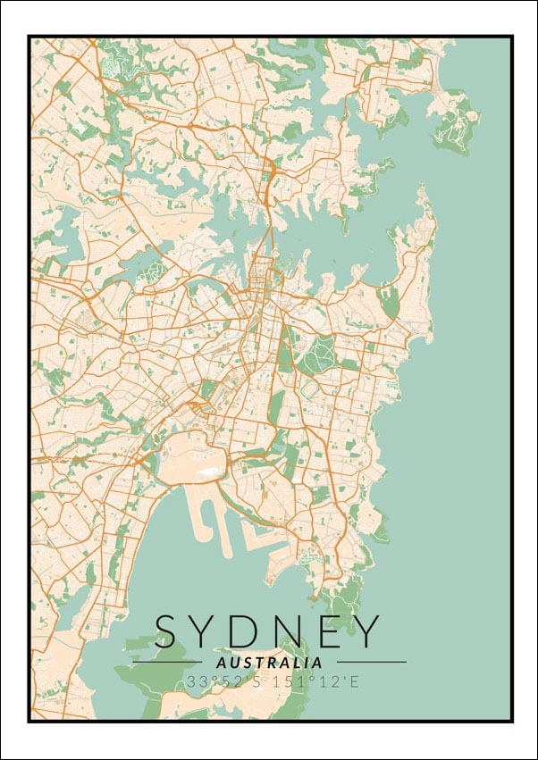 Image of Sydney mapa kolorowa - plakat Wymiar do wyboru: 20x30 cm