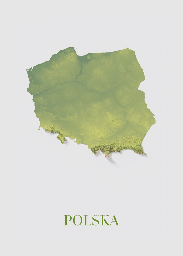 Image of Polska mapa kolorowa - plakat Wymiar do wyboru: 40x50 cm