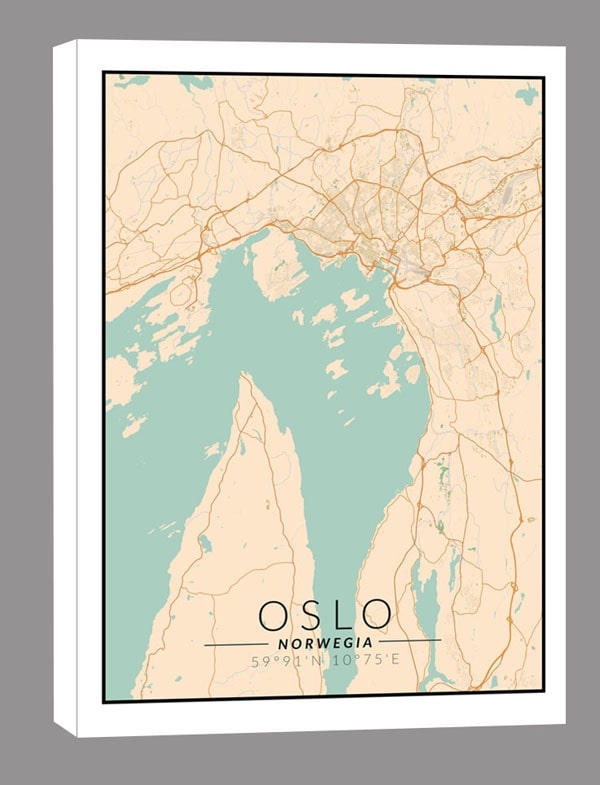 Image of Oslo mapa kolorowa - obraz na płótnie Wymiar do wyboru: 50x70 cm