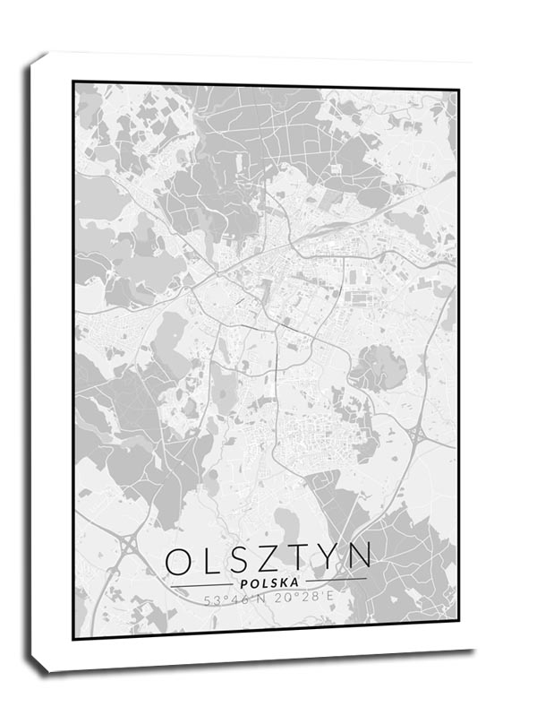 Image of Olsztyn mapa czarno biała - obraz na płótnie Wymiar do wyboru: 70x100 cm