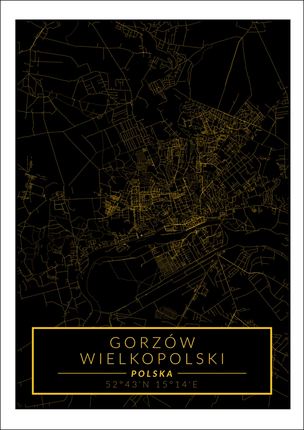 Image of Gorzów Wielkopolski mapa złota - plakat Wymiar do wyboru: 21x29,7 cm