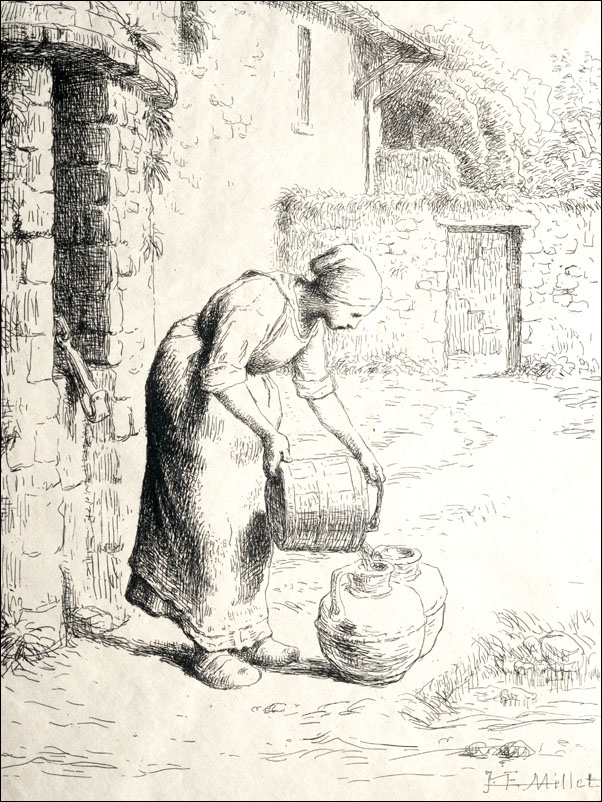 Image of A Woman Emptying a Bucket, Jean-François Millet - plakat Wymiar do wyboru: 30x40 cm