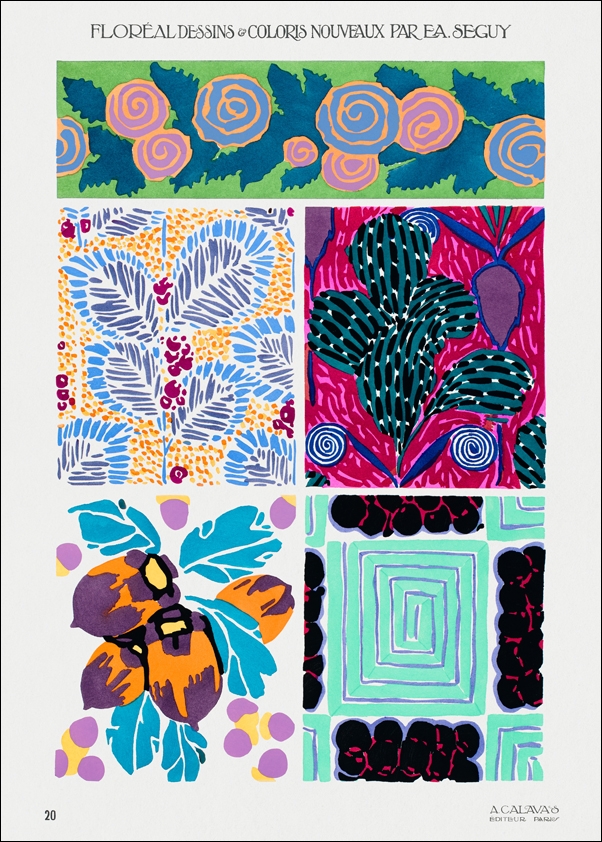 Image of Art deco pattern, art nouveau painting, plate no. 20 from Floréal, E. A. Séguy - plakat Wymiar do wyboru: 40x50 cm