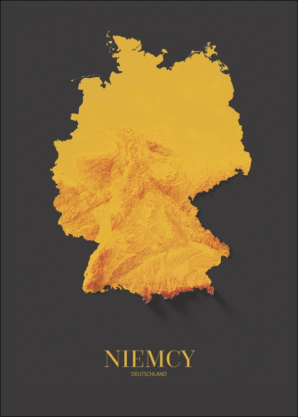 Image of Niemcy mapa złota - plakat Wymiar do wyboru: 20x30 cm