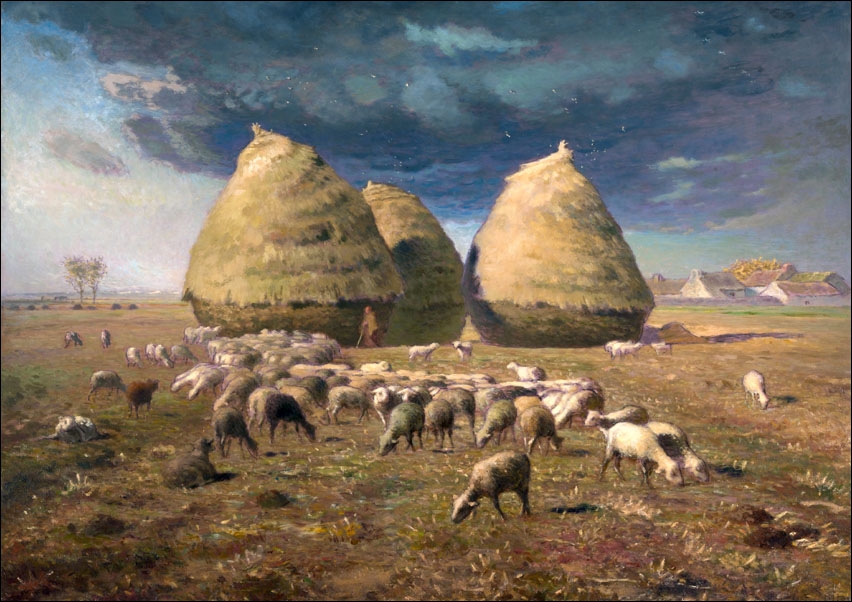 Image of Haystacks- Autumn, Jean-François Millet - plakat Wymiar do wyboru: 84,1x59,4 cm