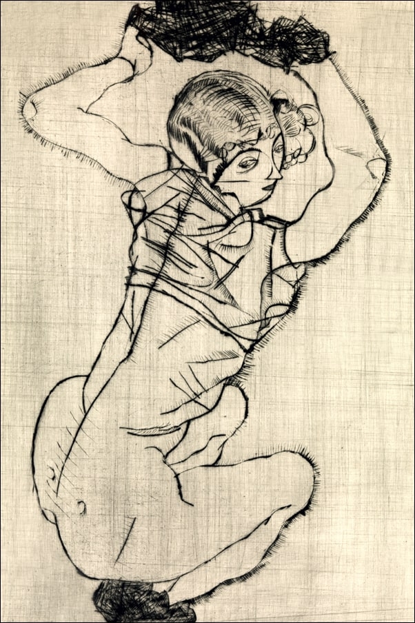 Image of Squatting Woman, Egon Schiele - plakat Wymiar do wyboru: 30x40 cm