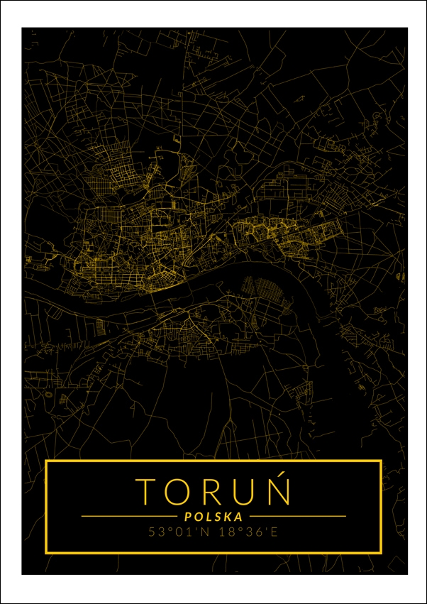 Image of Toruń mapa złota - plakat Wymiar do wyboru: 40x60 cm