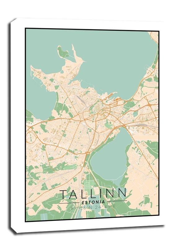 Image of Tallin mapa kolorowa - obraz na płótnie Wymiar do wyboru: 40x50 cm