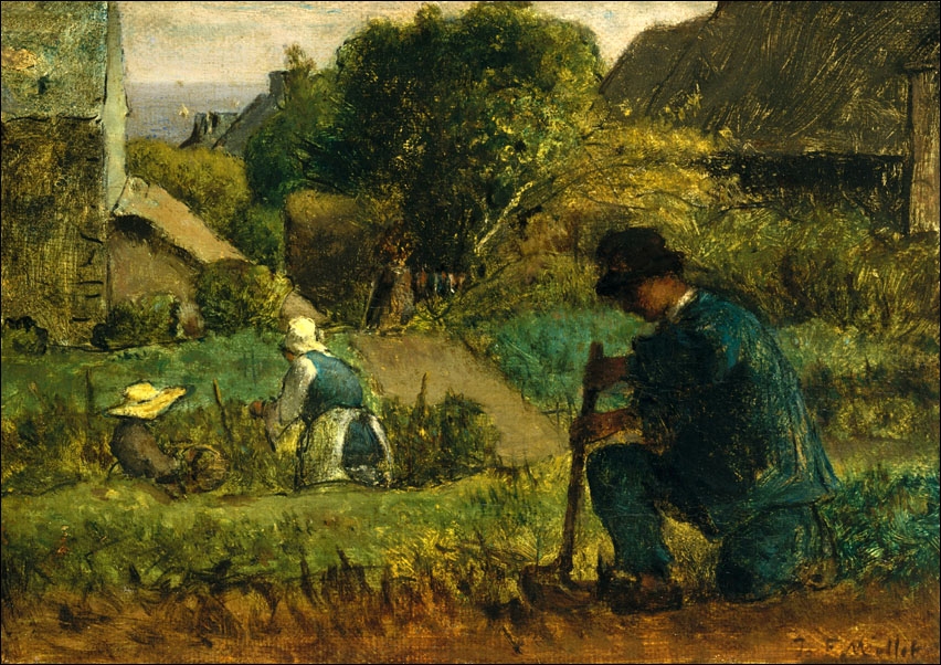 Image of Garden Scene, Jean-François Millet - plakat Wymiar do wyboru: 91,5x61 cm