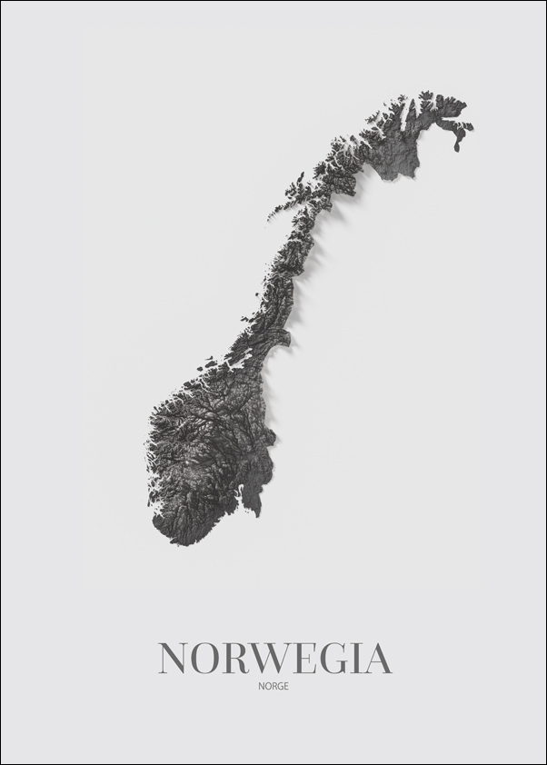 Image of Norwegia, mapa grafitowa - plakat Wymiar do wyboru: 40x60 cm